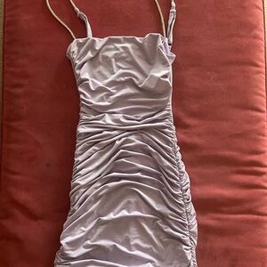 Lucy in the Sky Lilac Ruched Mini Dress